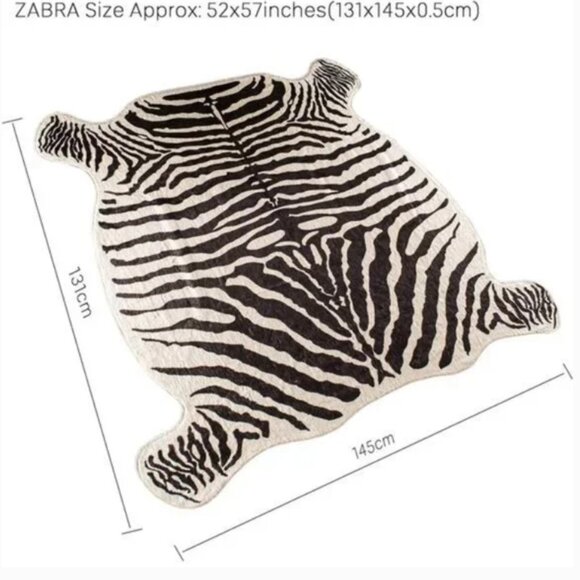 Area Rug Faux Zebra Print Rug 4.3x4.7 Feet Rug/Mat/Carpets for Home - Picture 3 of 6